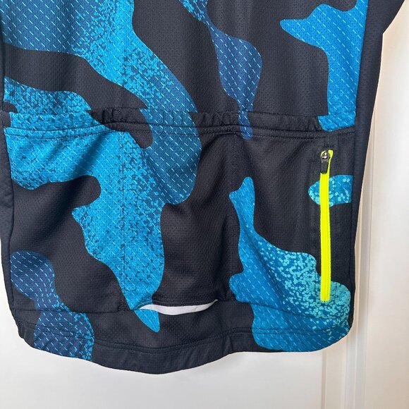 Dhb Mens Blue Camo Short Sleeve Cycling Jersey Polyester Lightweight Breathable - Picture 7 of 8